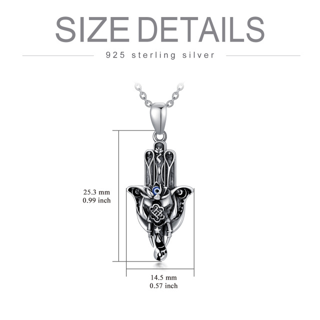 Sterling Silber Elefant & Hamsa Hand Anhänger Halskette-6