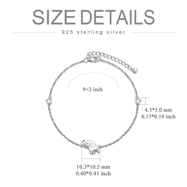 Sterling Silver Elephant & Heart Single Layer Anklet-5