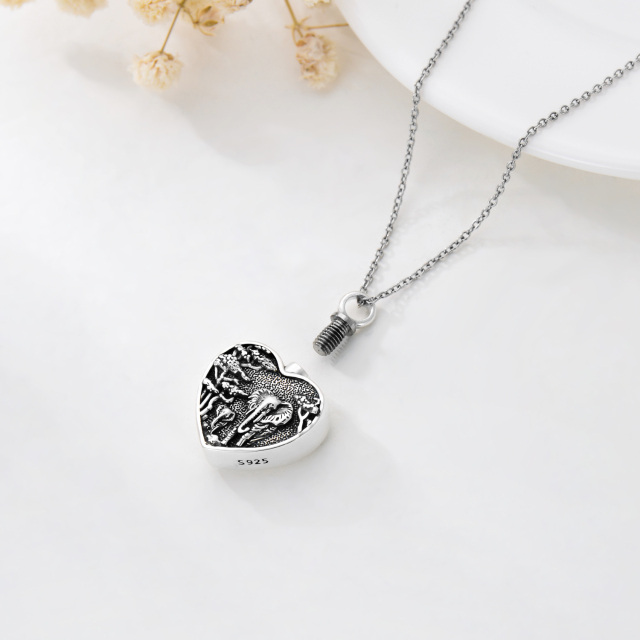 Sterling Silver Elephant & Heart Urn Necklace for Ashes-4