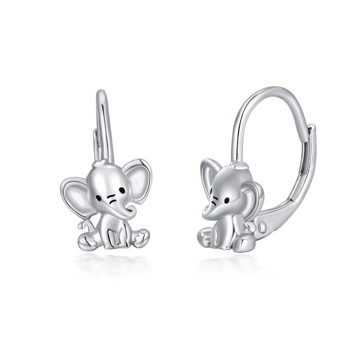 Pendientes de plata de ley con forma de elefante-1