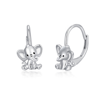 Sterling Silver Elephant Lever-back Earrings-33