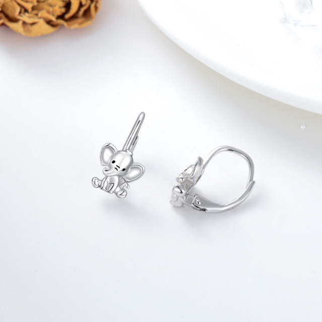 Boucles d'oreilles en argent Sterling Elephant Lever-back-4