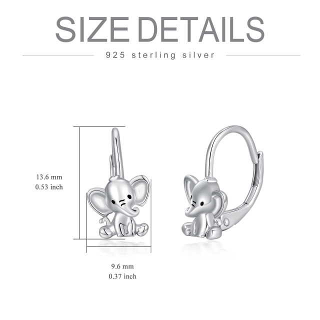 Orecchini a monachella con elefante in argento sterling-5