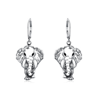 Sterling Silver Elephant Lever-back Earrings-27