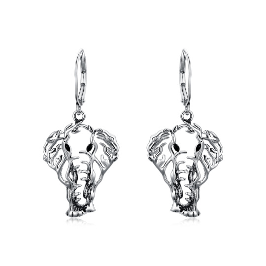 Sterling Silver Elephant Lever-back Earrings