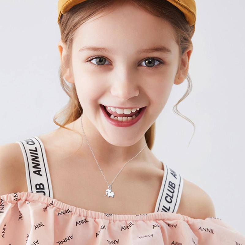 قلادة نسائية من الفضة الإسترلينية بتصميم فيل مع أطفالهم-2