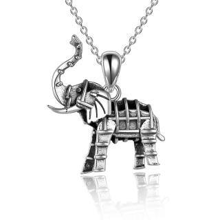 Sterling Silver Elephant Pendant Necklace-50