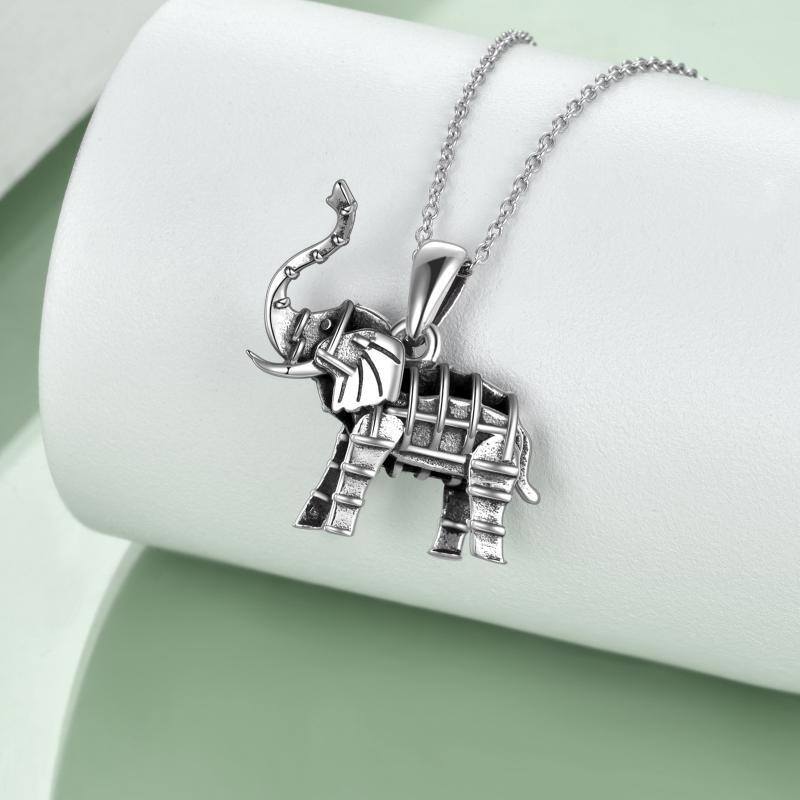 Sterling Silver Elephant Pendant Necklace-3