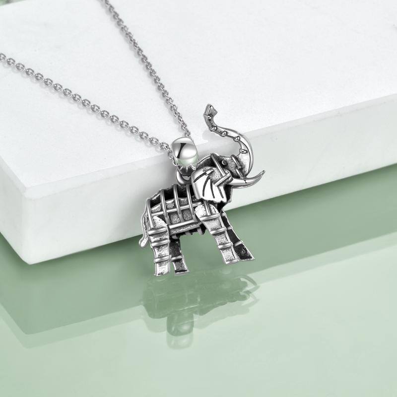 Collier à pendentif éléphant en argent sterling-4