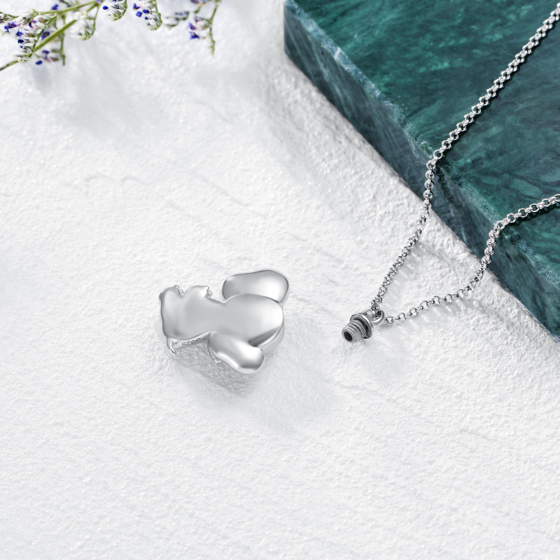 Colar de urna com pingente de elefante em prata esterlina para cinzas-4