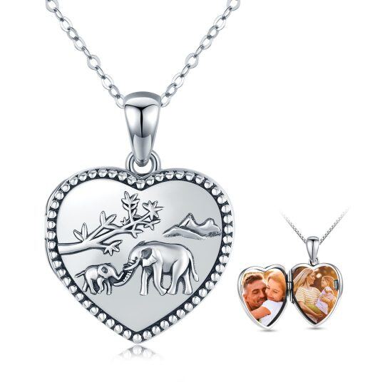 Sterling Silver Elephant Personalized Photo Locket Necklace