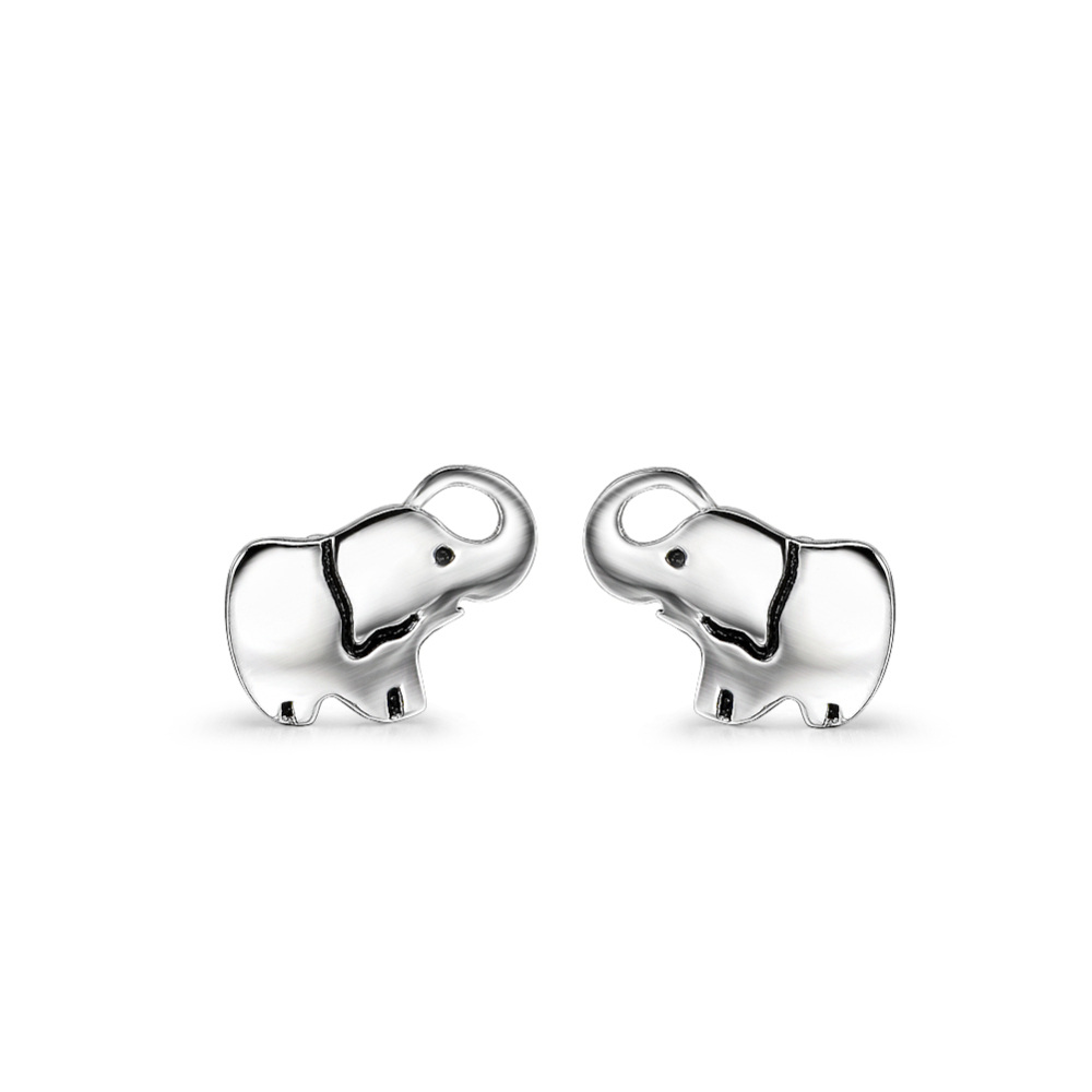 Sterling Silver Elephant Stud Earrings for Girls Women-1