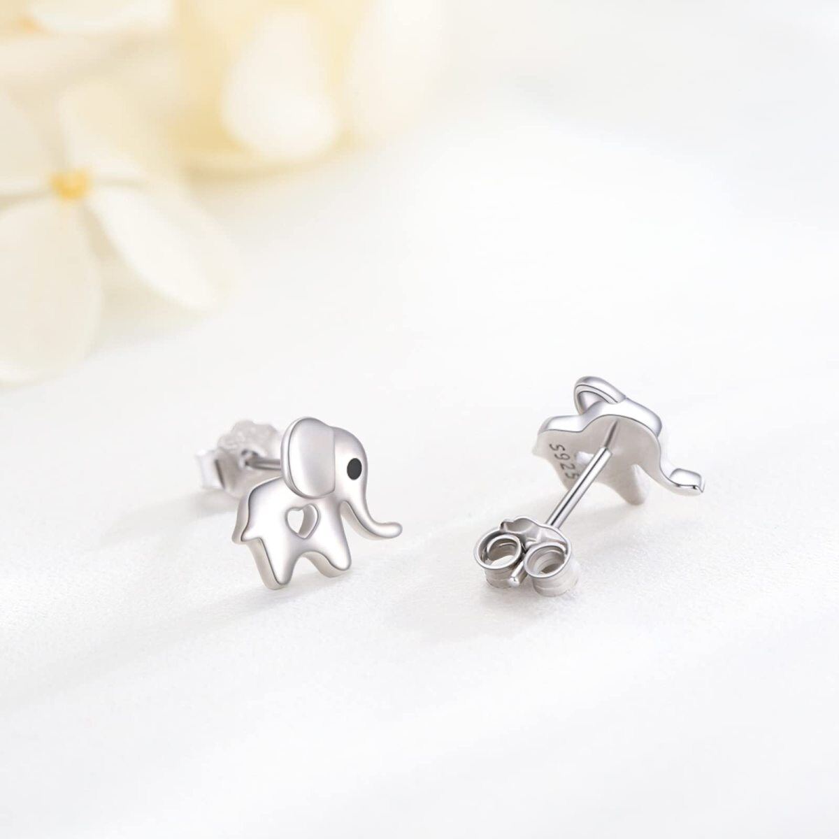 Boucles d'oreilles éléphant en argent sterling-4