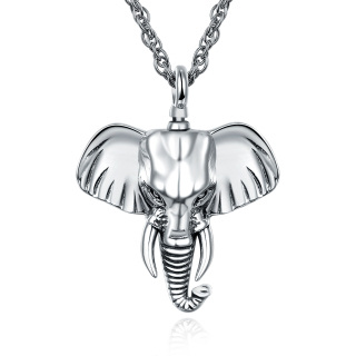 Sterling Silver Elephant Urn Necklace for Ashes with Cable Chain-8