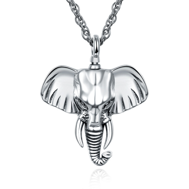 Collier en argent sterling pour cendres d'urne en forme d'éléphant avec chaîne de câble