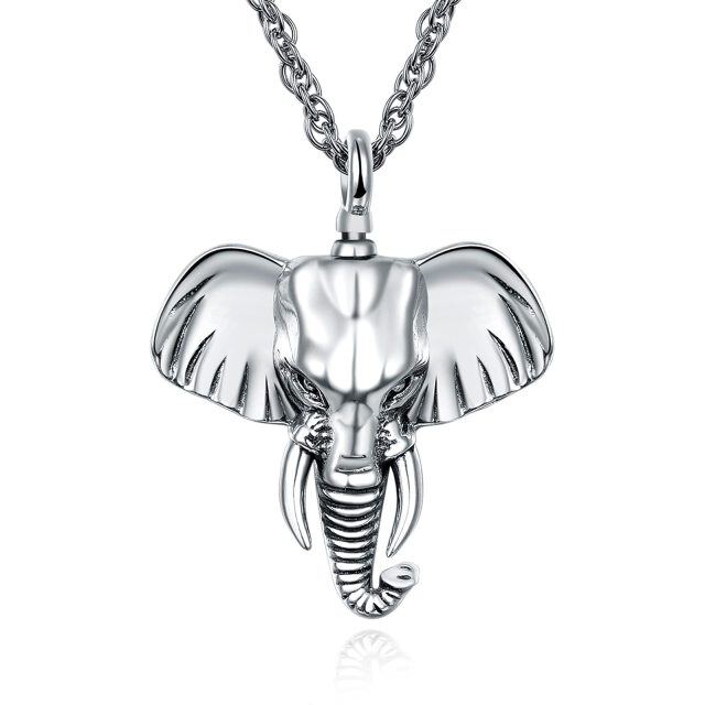 Collier en argent sterling pour cendres d'urne en forme d'éléphant avec chaîne de câble-4