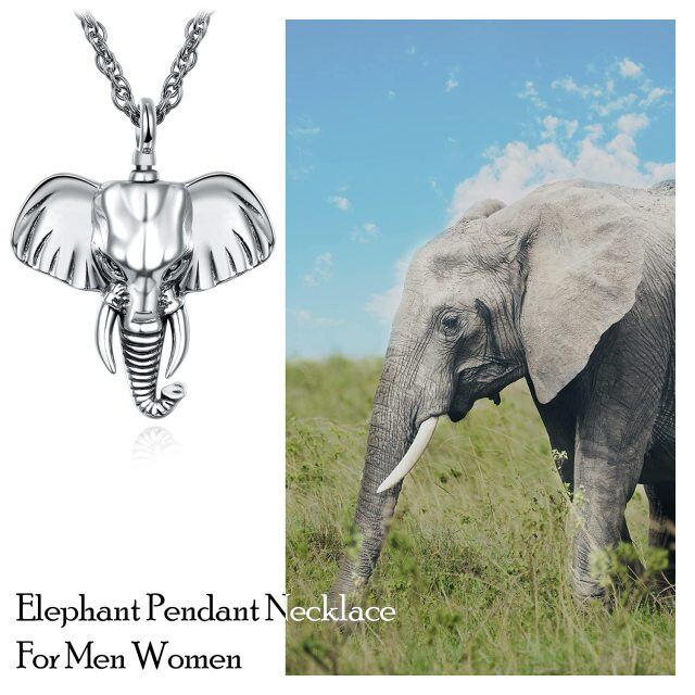 Collier en argent sterling pour cendres d'urne en forme d'éléphant avec chaîne de câble-6