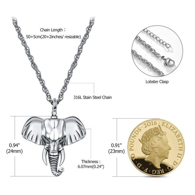 Sterling Silver Elephant Urn Necklace for Ashes with Cable Chain-8