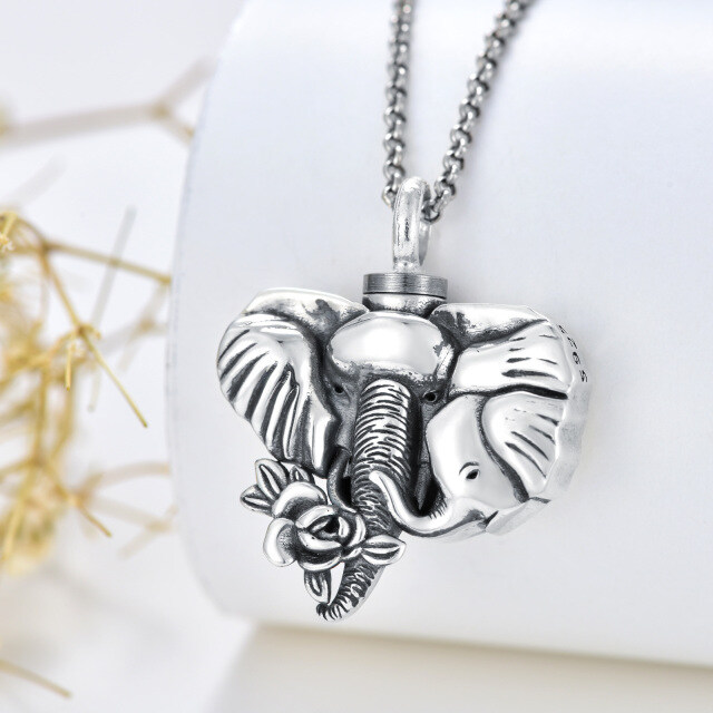 Sterling Silber Elefant Urne Halskette-4