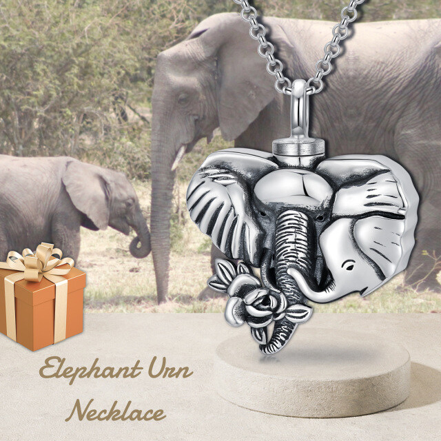 Collana con urna a forma di elefante in argento 925 per le ceneri-6