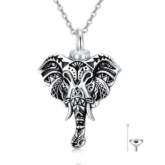 Sterling Silber Elefant Urne Halskette-1