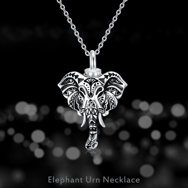 Sterling Silber Elefant Urne Halskette-3