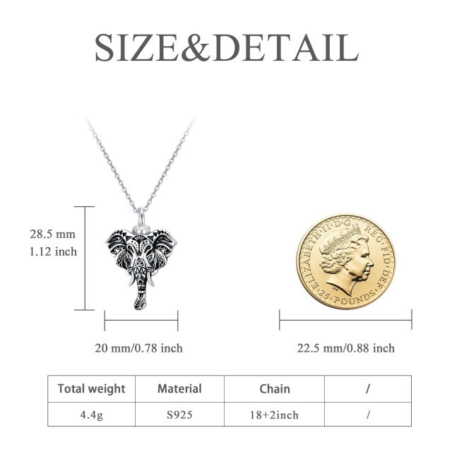 Sterling Silber Elefant Urne Halskette-4