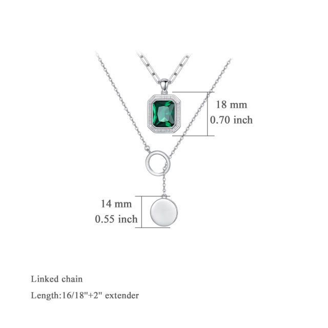 Sterling zilveren Emerald Crystal Disc paperclip ketting Y-ketting gelaagde ketting-5