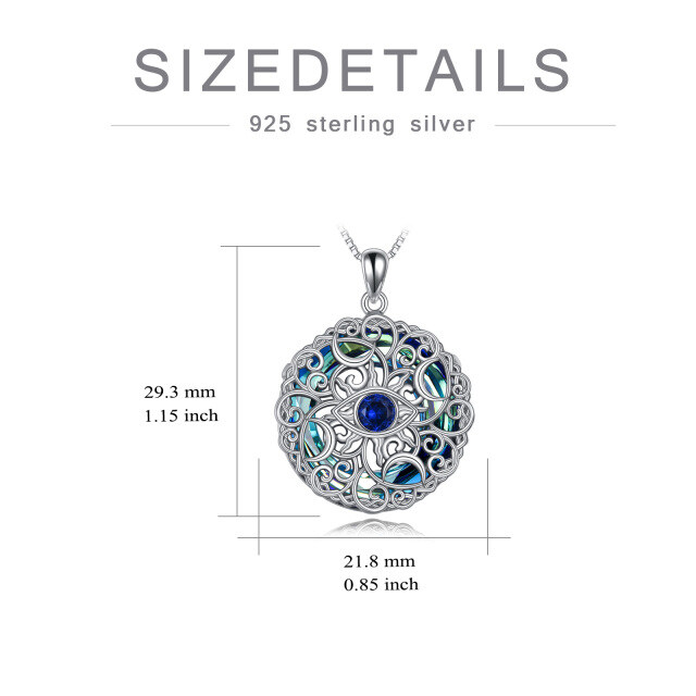 Sterling Silver Evil Eye Celtic Knot Moon Goddess Crystal Pendant Necklace-5