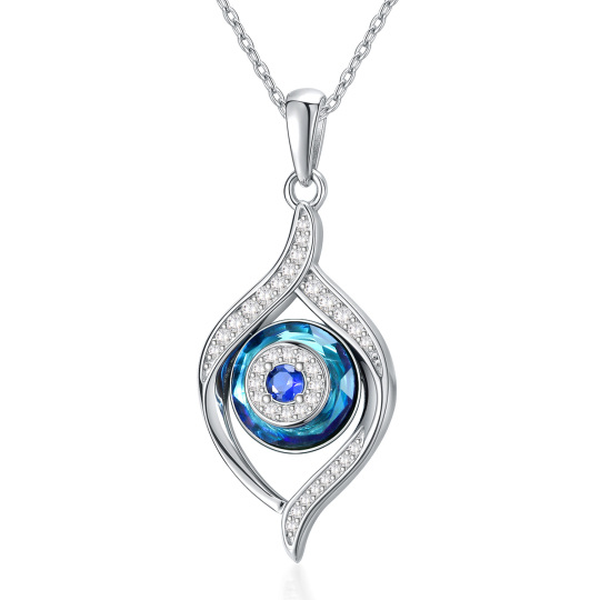 Sterling Silver Evil Eye Crystal Pendant Necklace