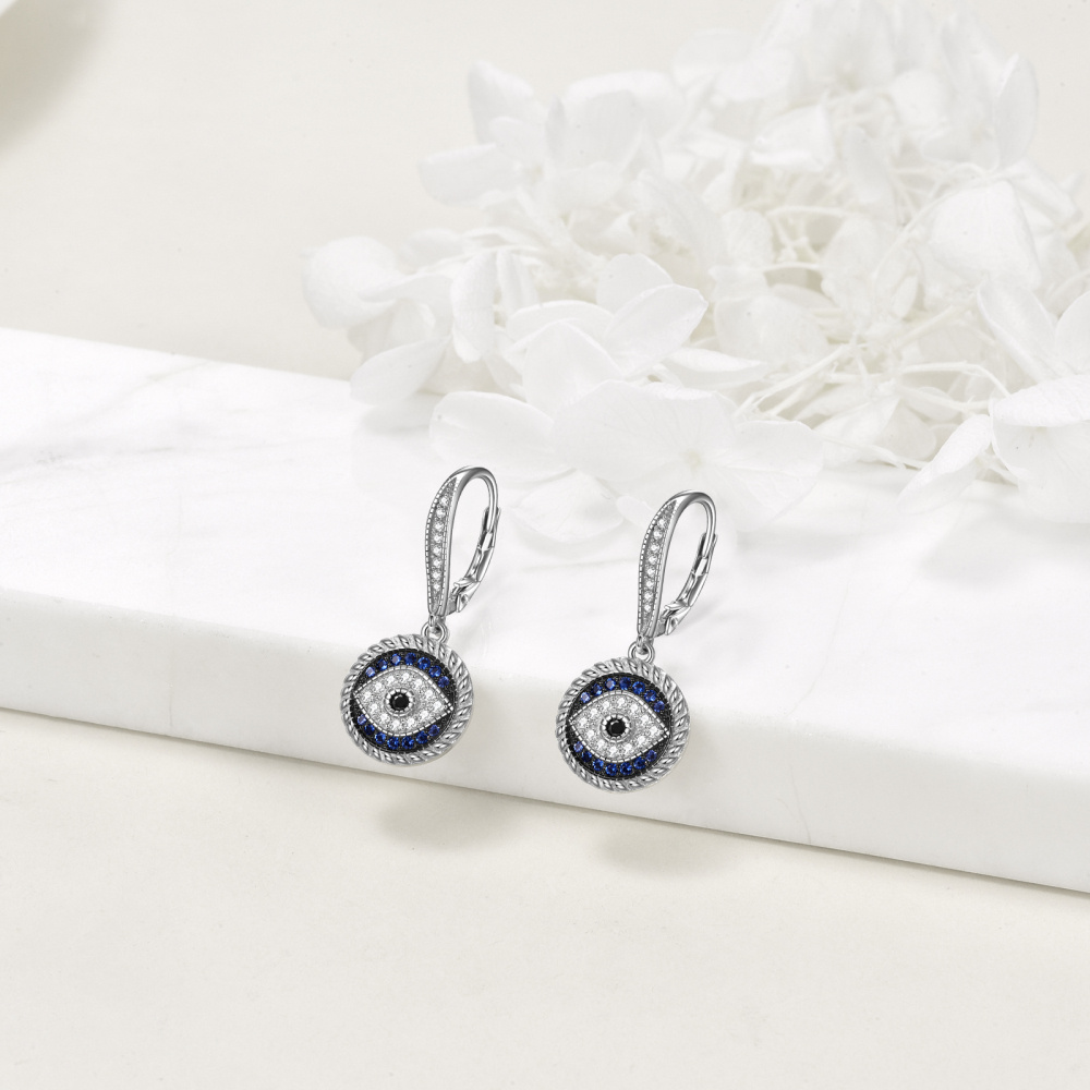 Brincos de prata esterlina com zircónias cúbicas e olho mau para mulher-3