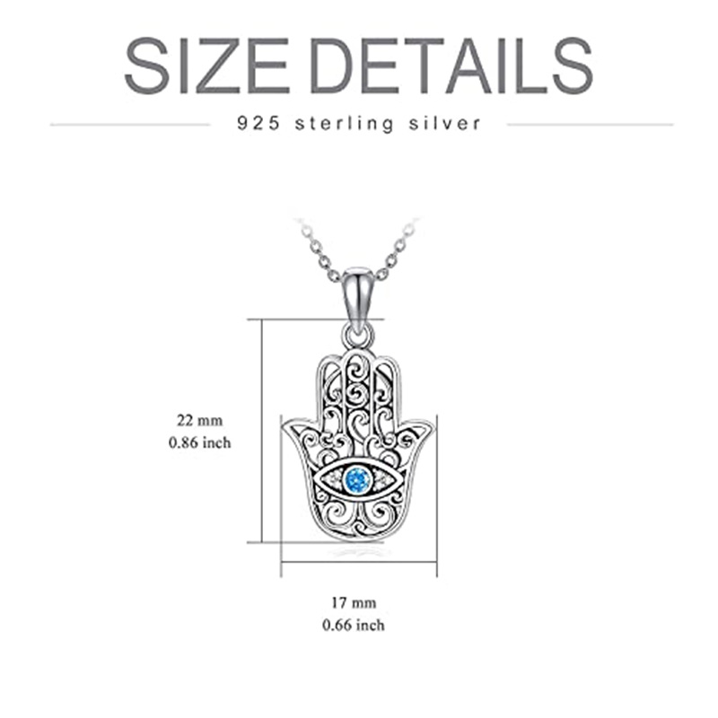 Collier en argent sterling avec pendentif Oeil maléfique et main Hamsa en zircon cubique-6