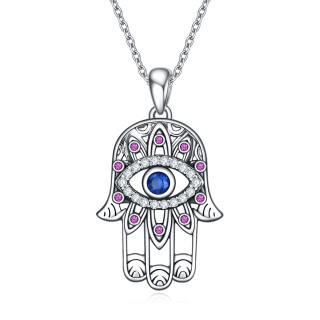 Sterling Silver Evil Eye & Hamsa Hand Pendant Necklace-56