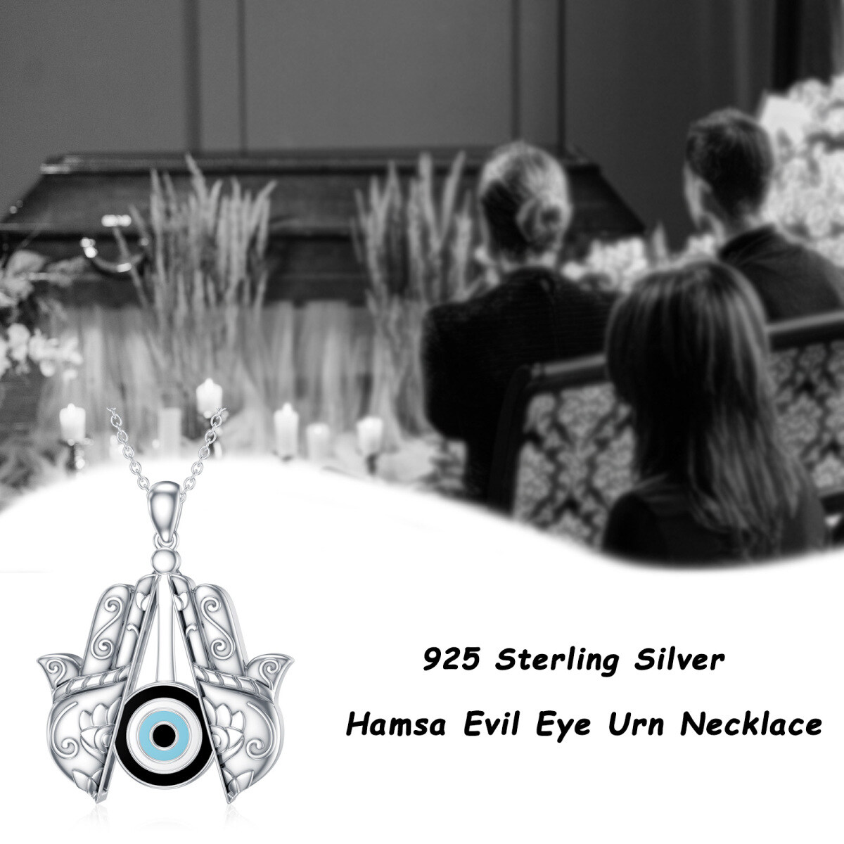 Sterling Silver Evil Eye & Hamsa Hand Urn Necklace for Ashes-6