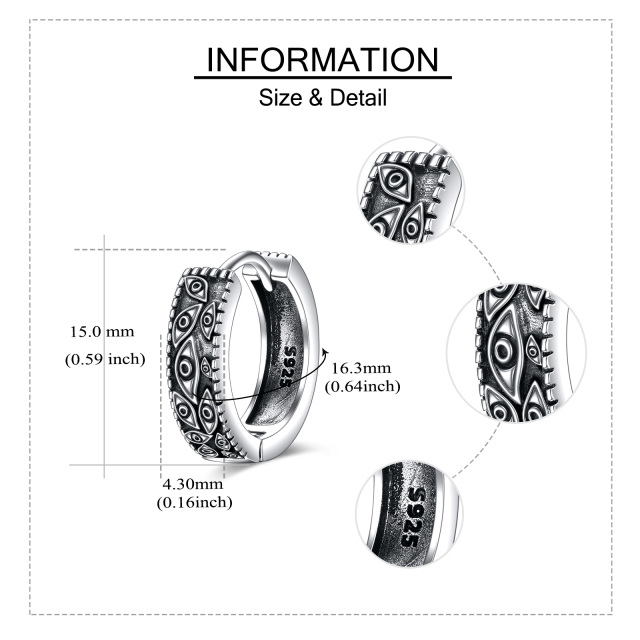 Brincos de prata esterlina com argola para olhos maus-5