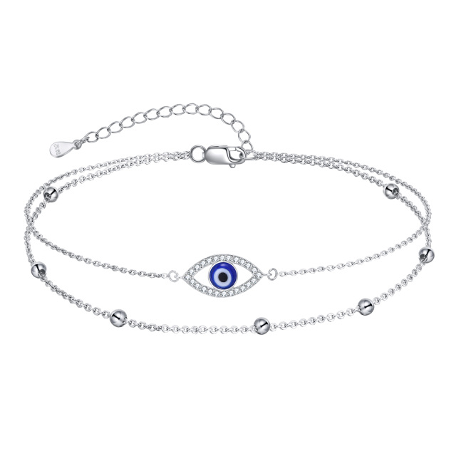 Pulsera de plata de ley con capas de circonita cúbica y ojo malvado-1