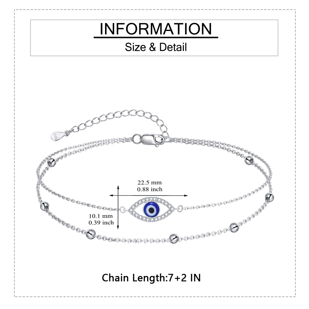 Bracelet superposé en argent sterling et oxyde de zirconium contre le mauvais œil-5