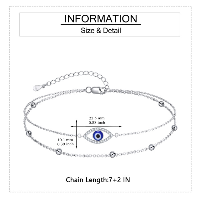 Sterling Zilveren Cubic Zirconia Boze Oog Gelaagde Armband-5