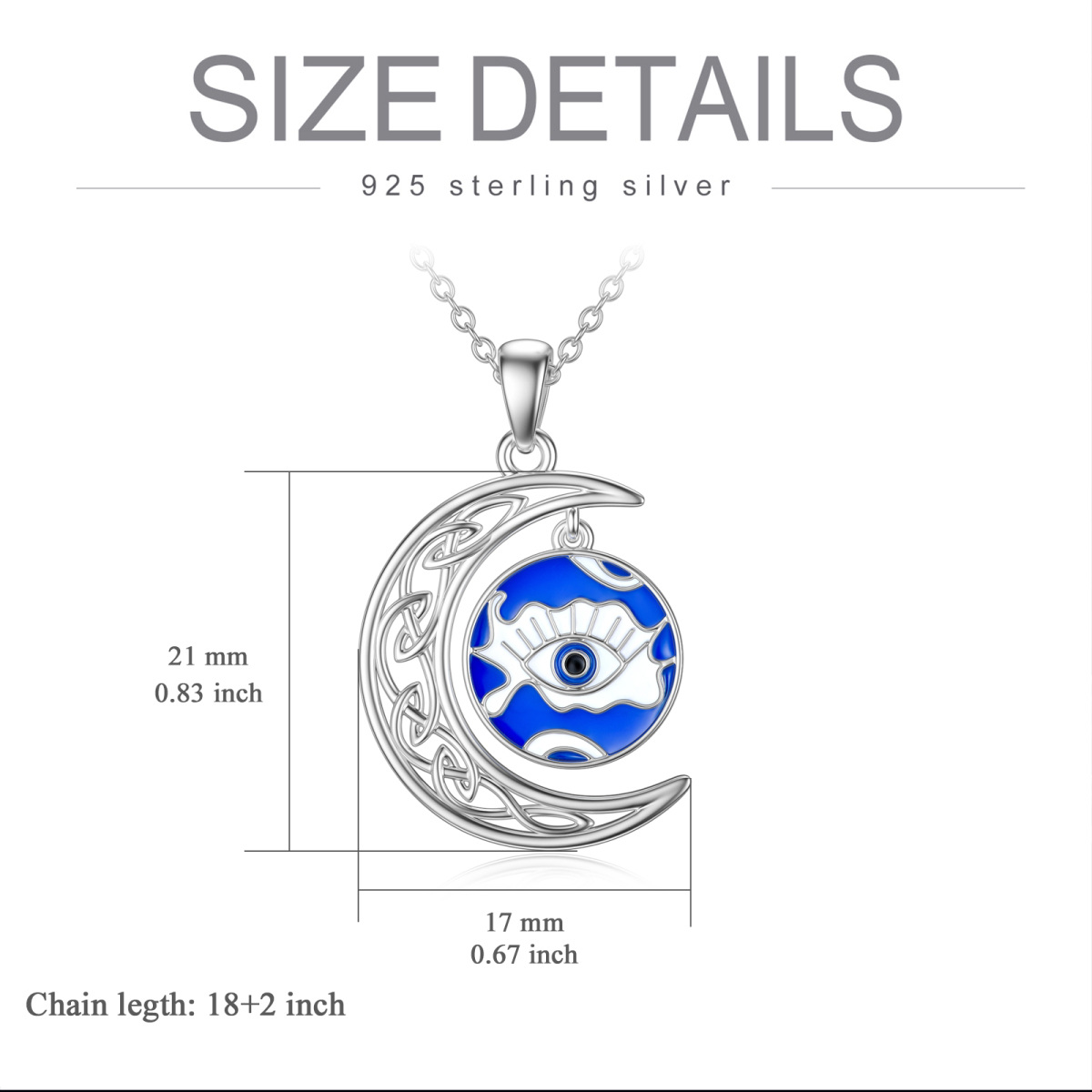 Collier pendentif lune mauvais œil en argent sterling-6