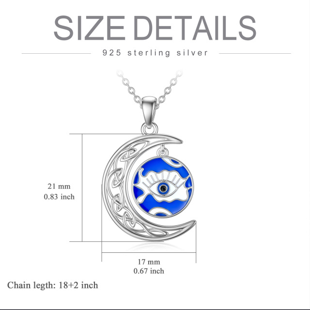 Sterling Silver Evil Eye & Moon Pendant Necklace-6