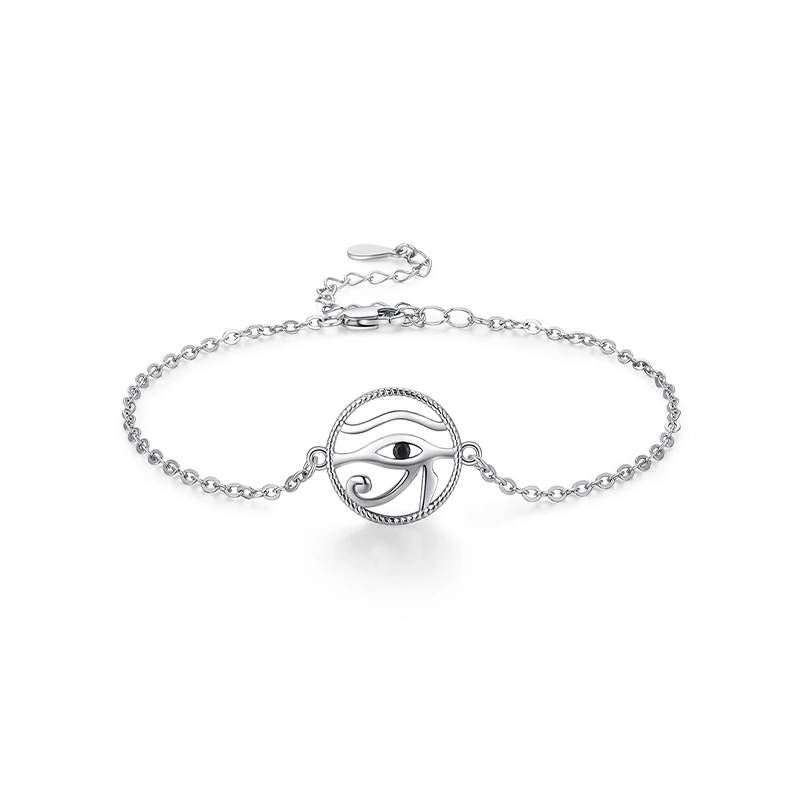 Sterling Silver Evil Eye Pendant Bracelet-1