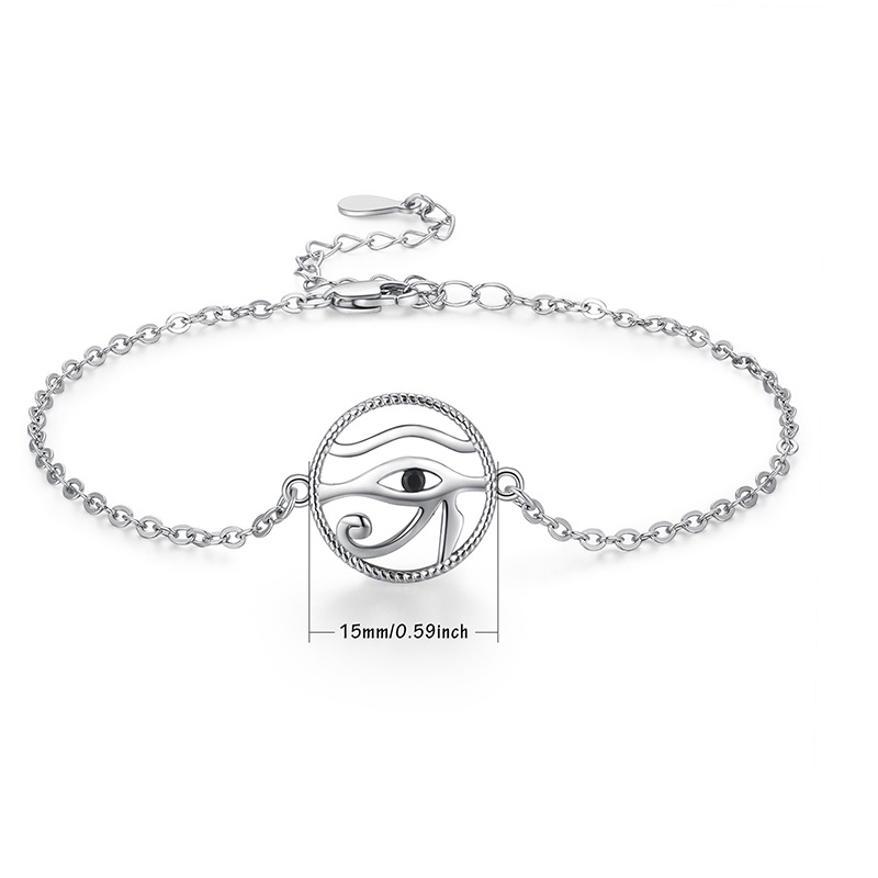 Sterling Silver Evil Eye Pendant Bracelet-4