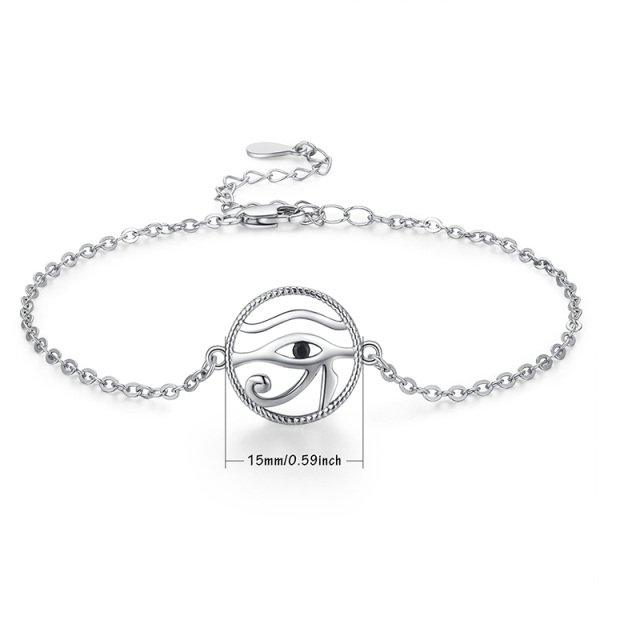 Bracciale con ciondolo malocchio in argento sterling-4