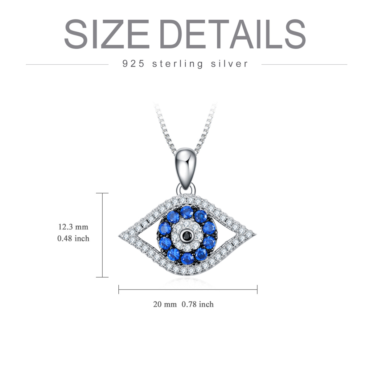 Sterling zilveren cubic zirconia boze oog hanger ketting-6