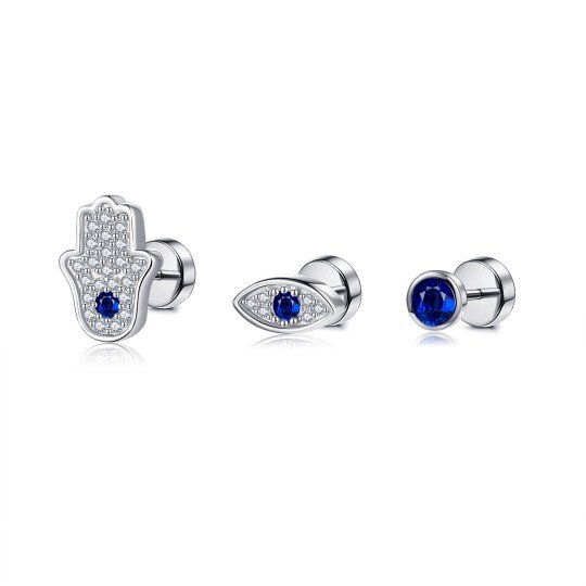 Sterling Zilveren Cubic Zirconia Boze Oog Oorbellen