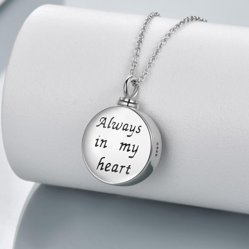 Sterling Silver Cubic Zirconia Evil Eye Urn Necklace for Ashes with Engraved Word-4