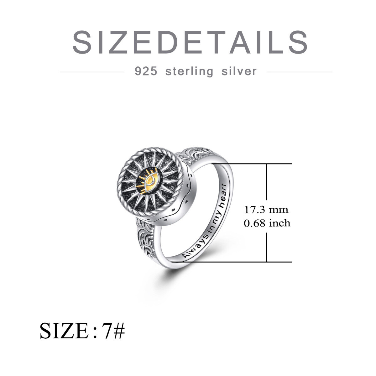 Sterling Silber Evil Eye Urn Ring -5