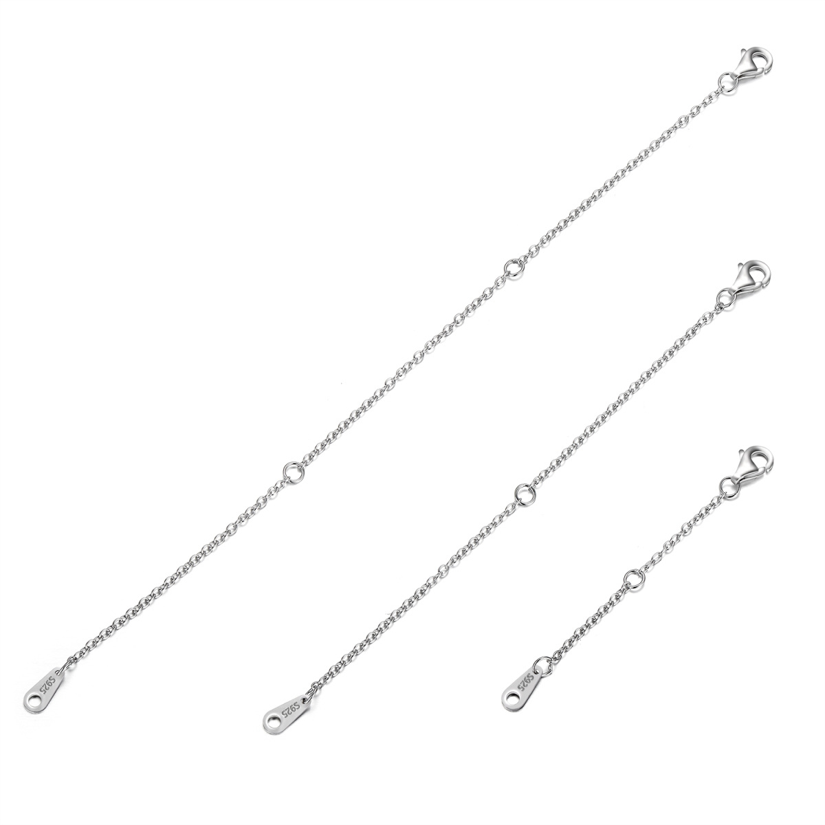 Sterling Silver Extender Chain Necklace Bracelet Anklet Extension Set-1