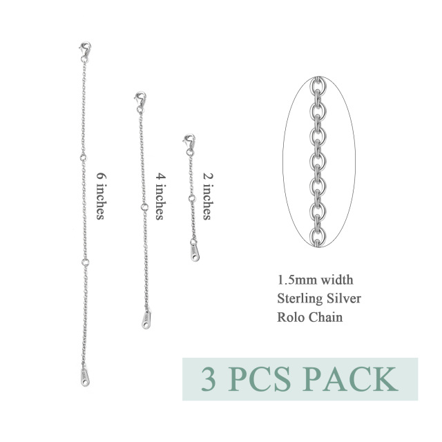 Colar extensor de corrente de prata esterlina, conjunto de extensão de tornozeleira e pulseira-2