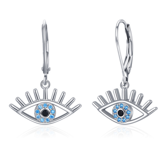 Sterling Silver Cubic Zirconia Eye Of Horus Drop Earrings